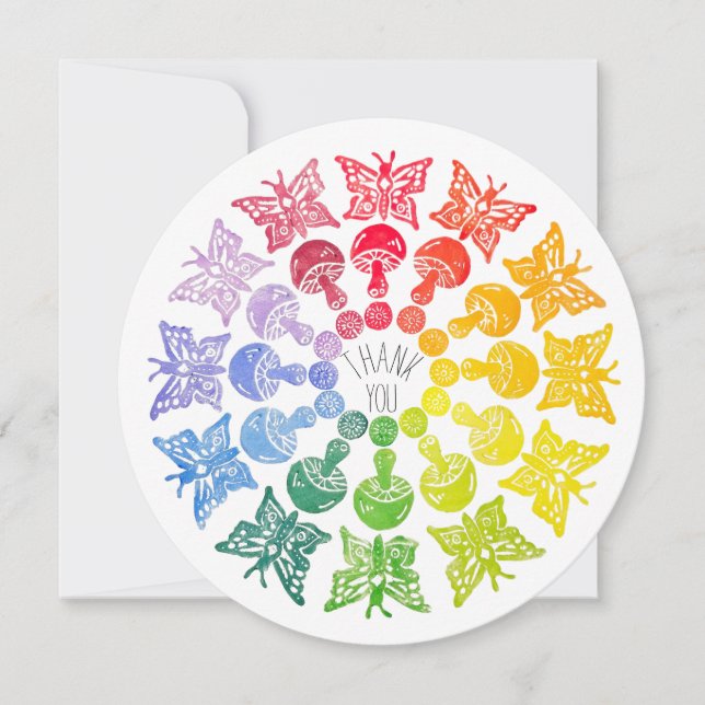 Rainbow Butterfly Mushroom Danke Karte Leere (Vorderseite)