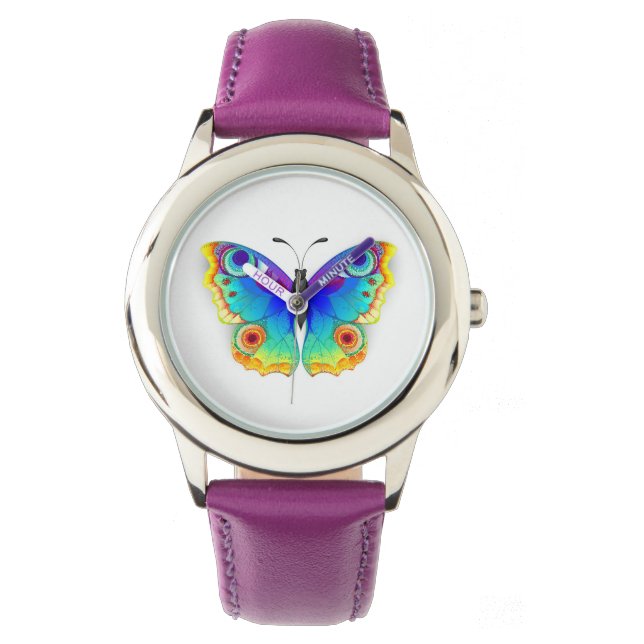 Rainbow Butterfly Peacock Eye Armbanduhr (Vorderseite)
