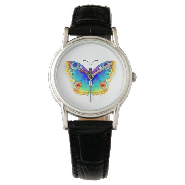 Rainbow Butterfly Peacock Eye Armbanduhr (Vorderseite)