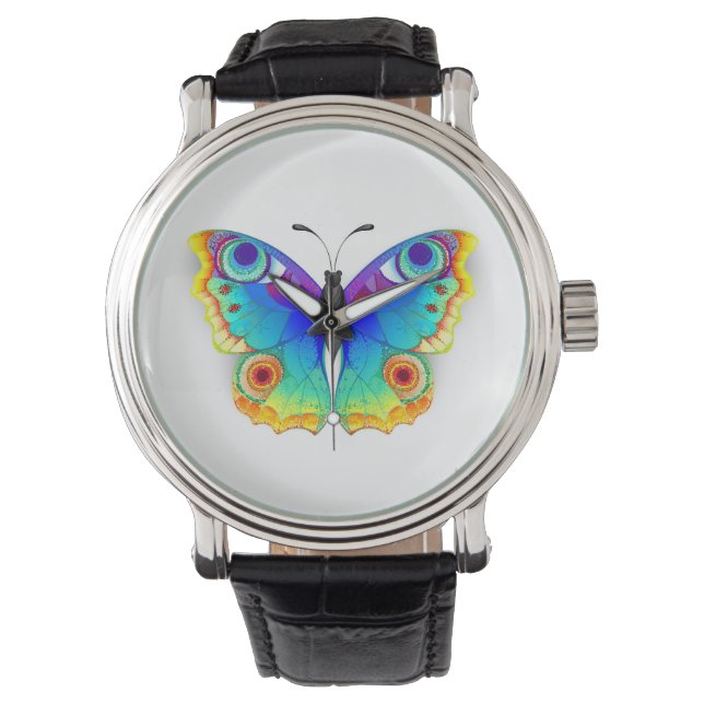 Rainbow Butterfly Peacock Eye Armbanduhr (Vorderseite)