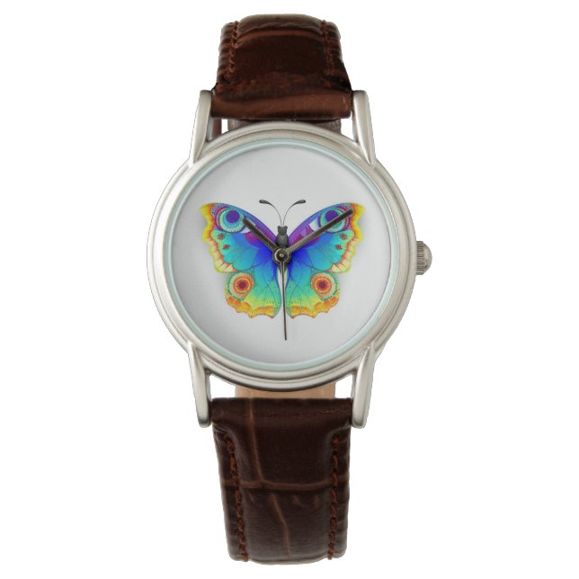 Rainbow Butterfly Peacock Eye Armbanduhr (Vorderseite)