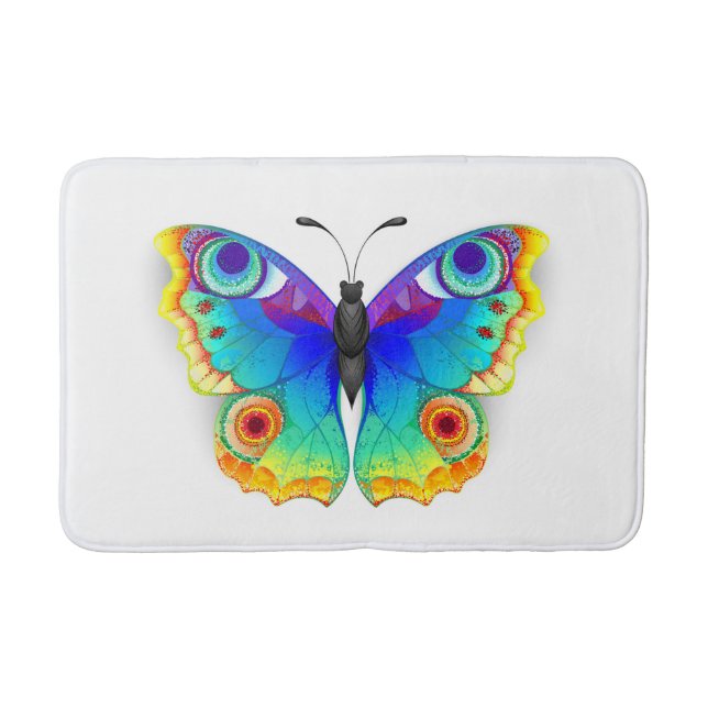 Rainbow Butterfly Peacock Eye Badematte (Vorderseite)