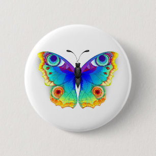 Rainbow Butterfly Peacock Eye Button