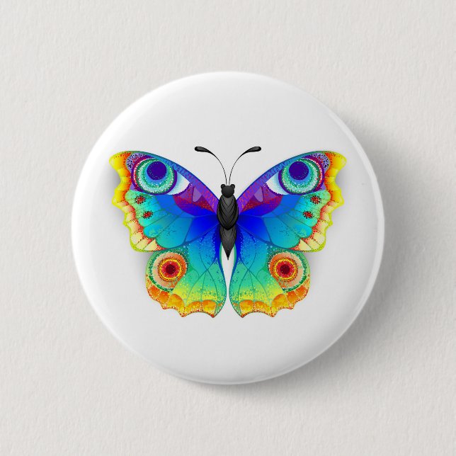 Rainbow Butterfly Peacock Eye Button (Vorderseite)