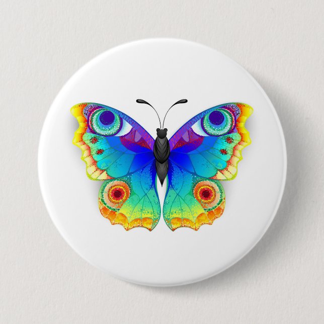 Rainbow Butterfly Peacock Eye Button (Vorderseite)