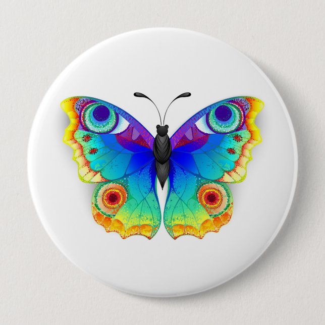 Rainbow Butterfly Peacock Eye Button (Vorderseite)