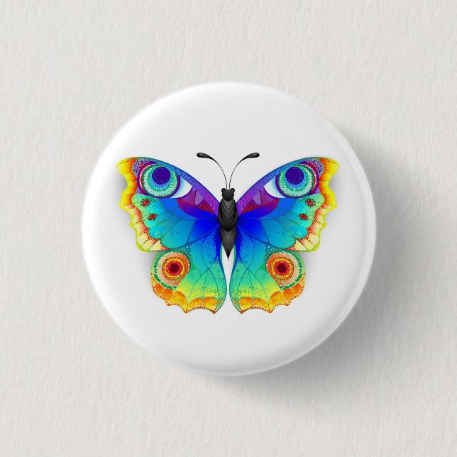 Rainbow Butterfly Peacock Eye Button (Vorderseite)