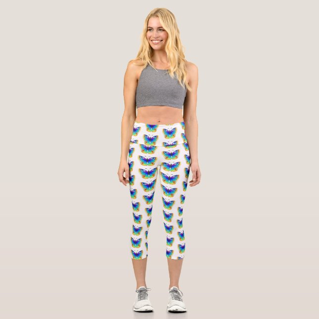 Rainbow Butterfly Peacock Eye Capri Leggings (Vorderseite)