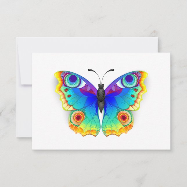 Rainbow Butterfly Peacock Eye Dankeskarte (Vorderseite)