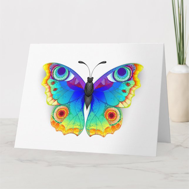 Rainbow Butterfly Peacock Eye Dankeskarte (Vorderseite)
