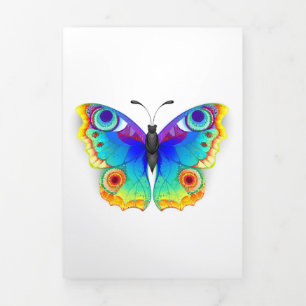Rainbow Butterfly Peacock Eye Dreifach Gefaltete Einladung