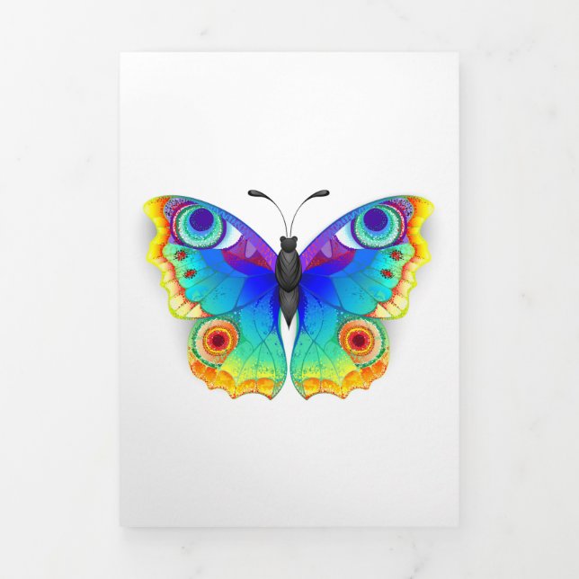 Rainbow Butterfly Peacock Eye Dreifach Gefaltete Einladung (Cover)