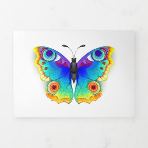 Rainbow Butterfly Peacock Eye Dreifach Gefaltete Karte