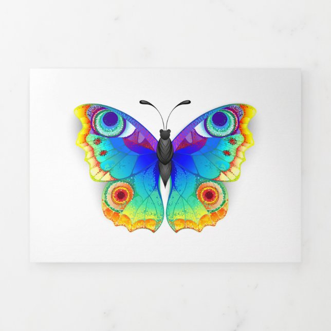Rainbow Butterfly Peacock Eye Dreifach Gefaltete Karte (Cover)