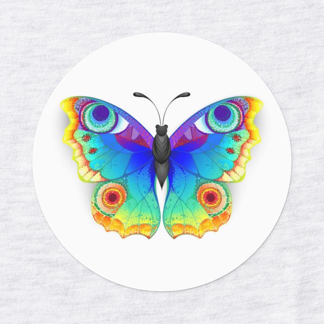 Rainbow Butterfly Peacock Eye Etiketten (Design 1)