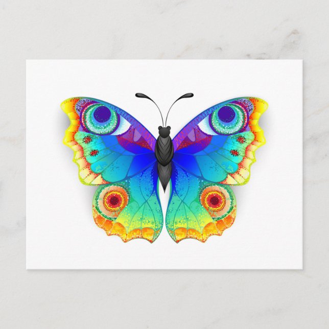 Rainbow Butterfly Peacock Eye Feiertagspostkarte (Vorderseite)