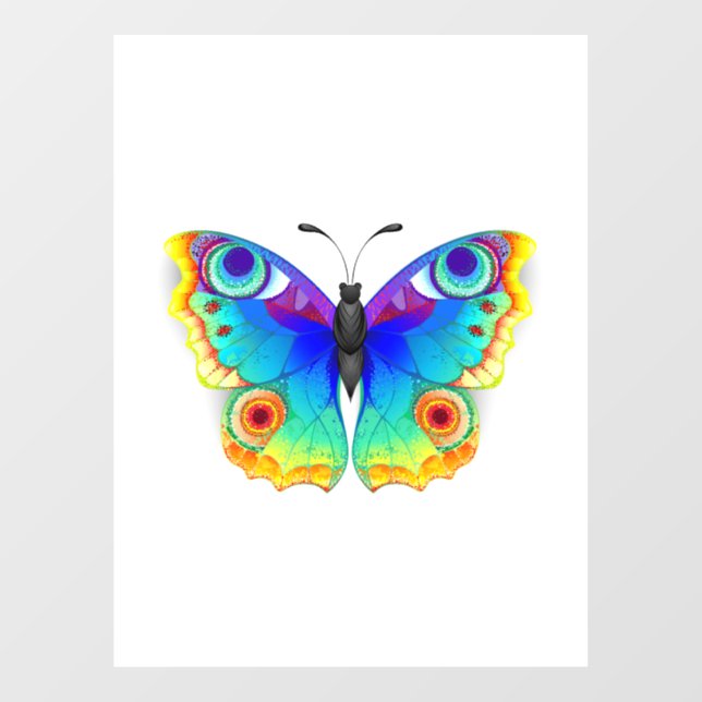 Rainbow Butterfly Peacock Eye Fensteraufkleber (Blatt)