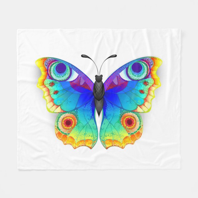 Rainbow Butterfly Peacock Eye Fleecedecke (Vorderseite (Horizontal))