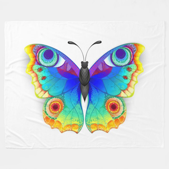 Rainbow Butterfly Peacock Eye Fleecedecke (Vorderseite (Horizontal))