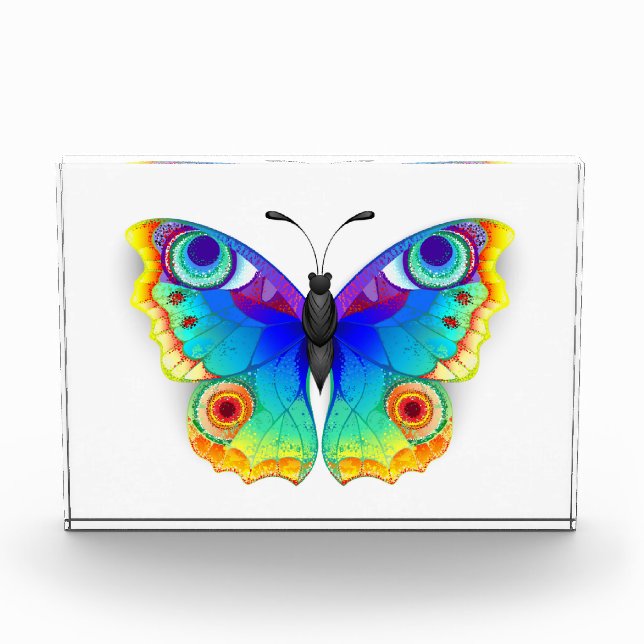 Rainbow Butterfly Peacock Eye Fotoblock (Vorderseite)