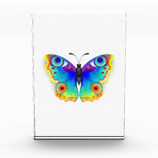 Rainbow Butterfly Peacock Eye Fotoblock (Vorderseite)