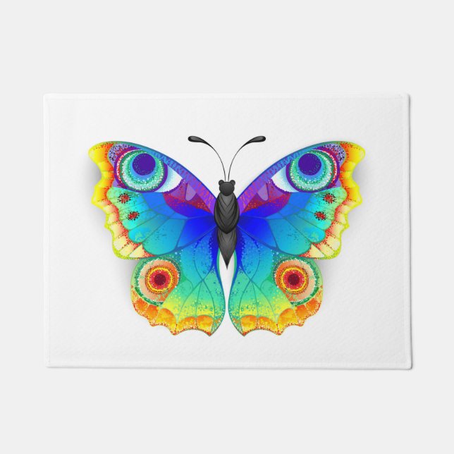 Rainbow Butterfly Peacock Eye Fußmatte (Vorderseite)