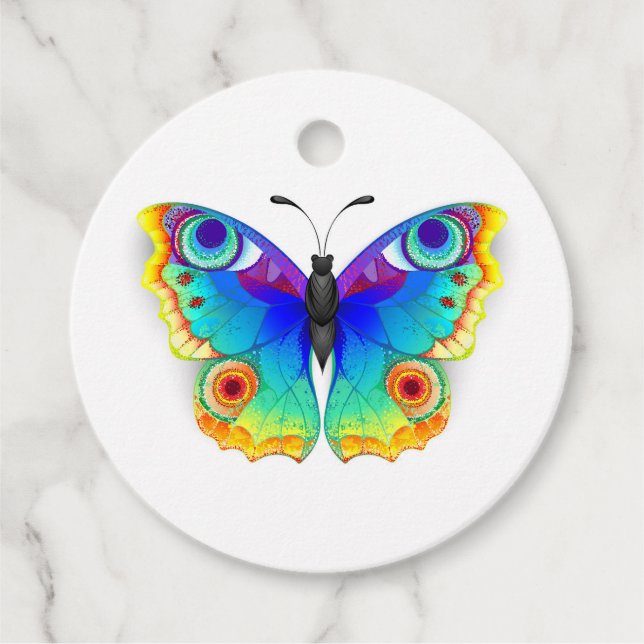 Rainbow Butterfly Peacock Eye Geschenkanhänger (Vorderseite)