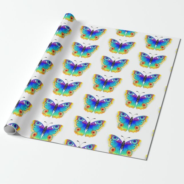 Rainbow Butterfly Peacock Eye Geschenkpapier (Ungerollt)