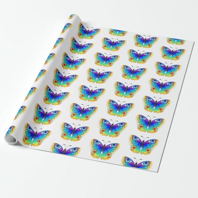 Rainbow Butterfly Peacock Eye Geschenkpapier (Ungerollt)