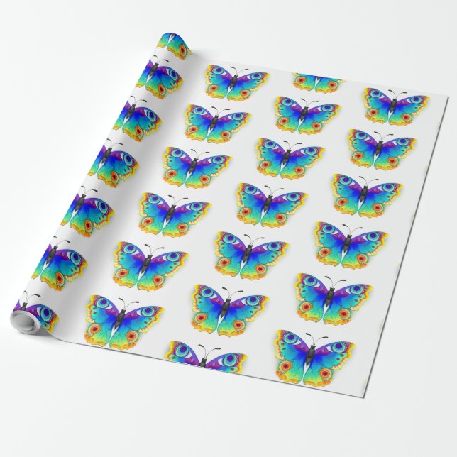 Rainbow Butterfly Peacock Eye Geschenkpapier (Ungerollt)