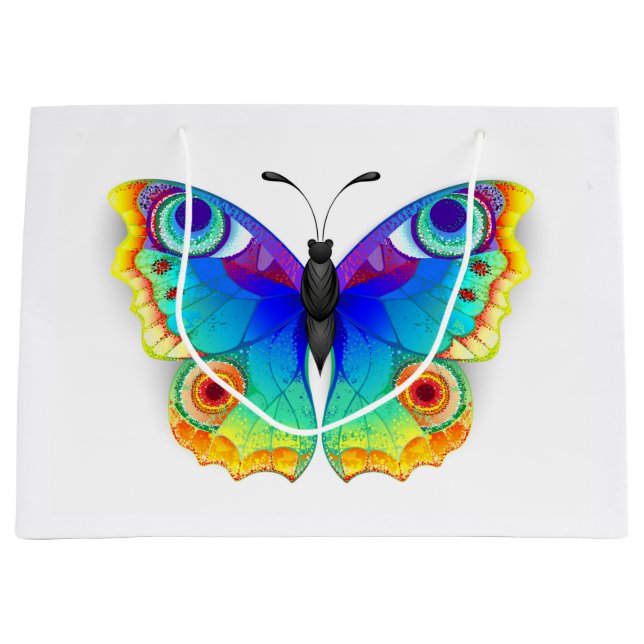 Rainbow Butterfly Peacock Eye Große Geschenktüte (Vorderseite)