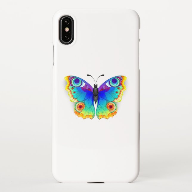Rainbow Butterfly Peacock Eye iPhone Hülle (Rückseite)