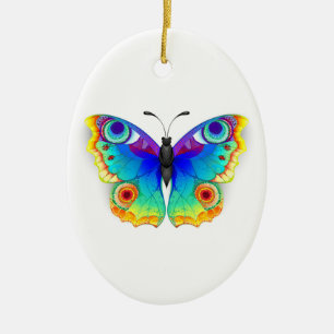 Rainbow Butterfly Peacock Eye Keramik Ornament