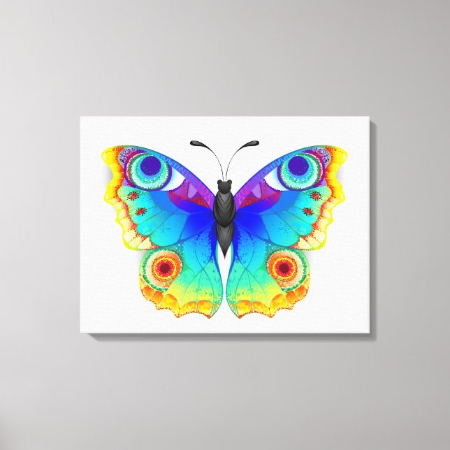 Rainbow Butterfly Peacock Eye Leinwanddruck (Vorderseite)