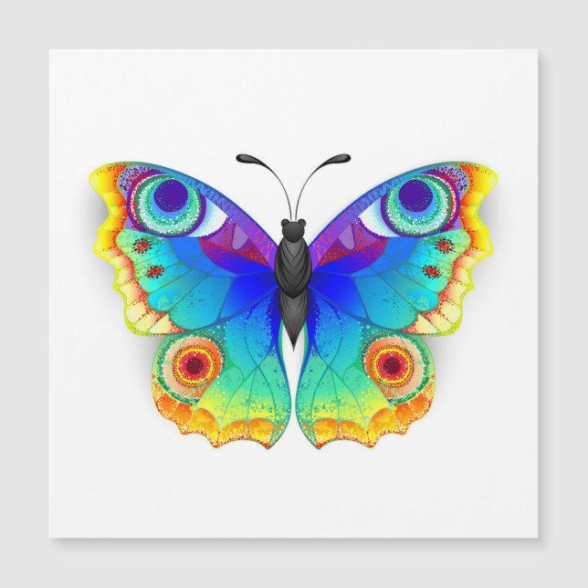 Rainbow Butterfly Peacock Eye Magneteinladung (Vorderseite)