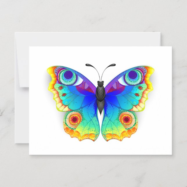 Rainbow Butterfly Peacock Eye Magneteinladung (Vorderseite)