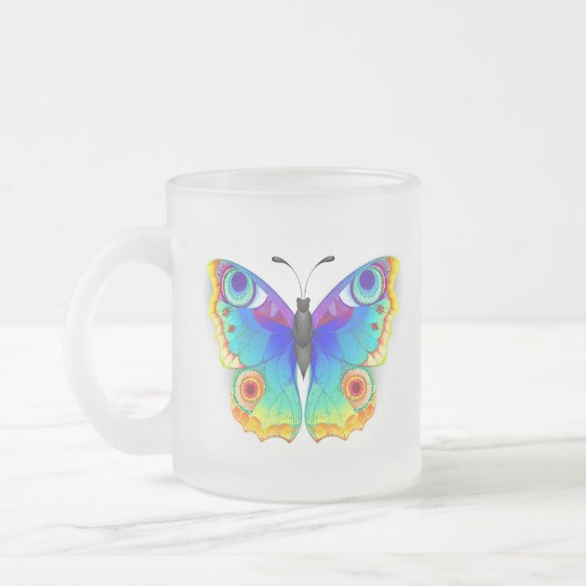 Rainbow Butterfly Peacock Eye Mattglastasse (Links)
