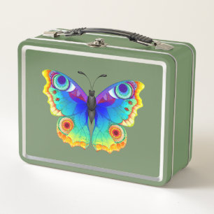 Rainbow Butterfly Peacock Eye Metall Brotdose