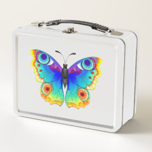 Rainbow Butterfly Peacock Eye Metall Brotdose