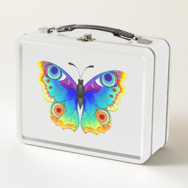 Rainbow Butterfly Peacock Eye Metall Brotdose (Vorderseite)