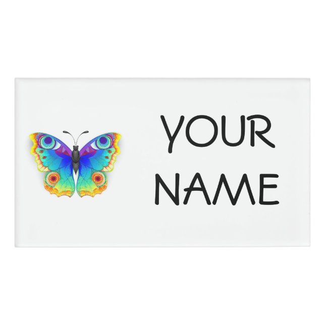 Rainbow Butterfly Peacock Eye Namenschild (Vorderseite)