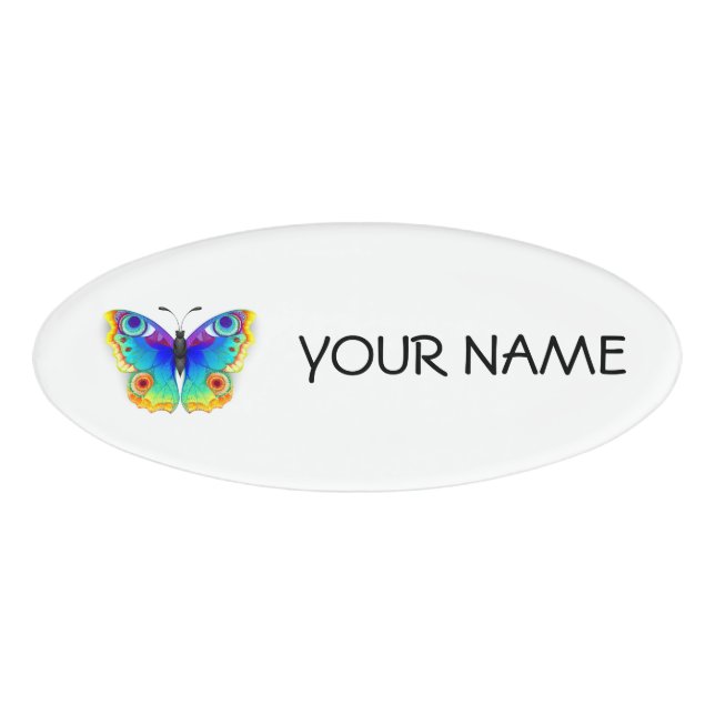 Rainbow Butterfly Peacock Eye Namenschild (Vorderseite)