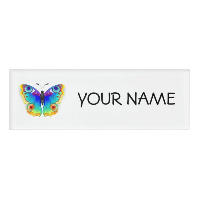 Rainbow Butterfly Peacock Eye Namenschild (Vorderseite)