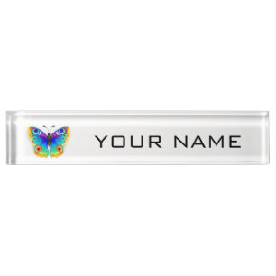 Rainbow Butterfly Peacock Eye Namensplakette