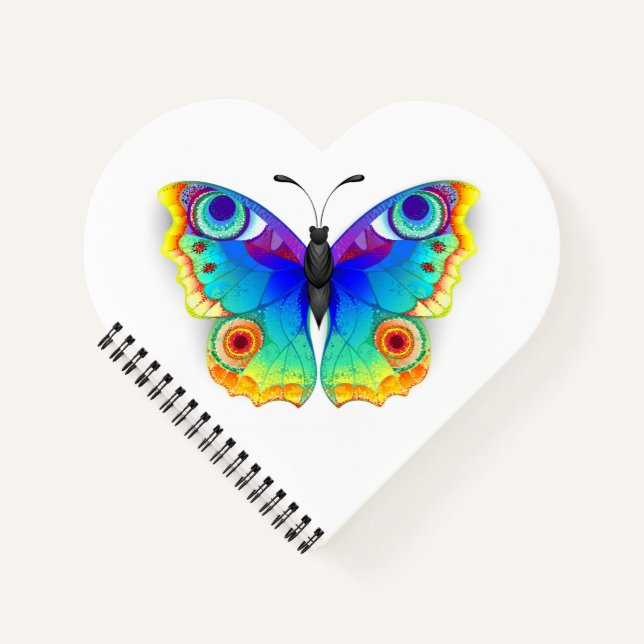 Rainbow Butterfly Peacock Eye Notizbuch (Vorderseite)