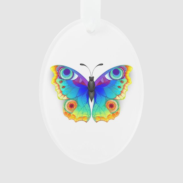 Rainbow Butterfly Peacock Eye Ornament (Vorderseite)