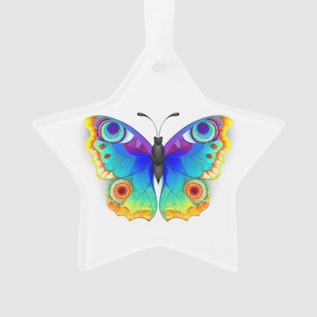 Rainbow Butterfly Peacock Eye Ornament (Vorderseite)