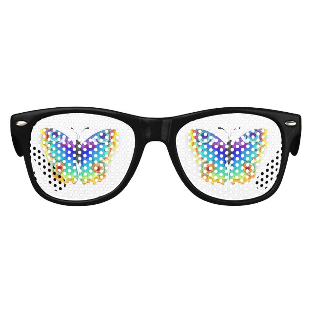 Rainbow Butterfly Peacock Eye Partybrille (Vorderseite)