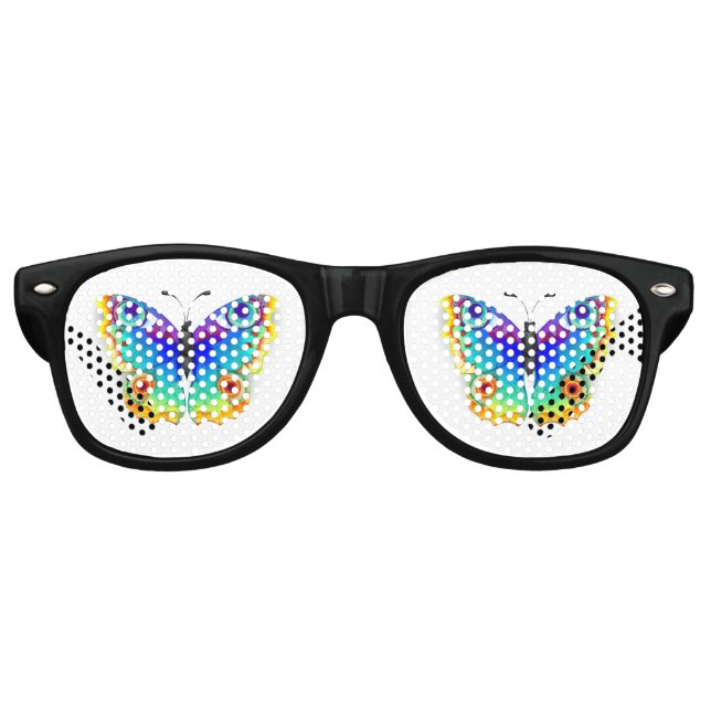 Rainbow Butterfly Peacock Eye Partybrille (Vorderseite)