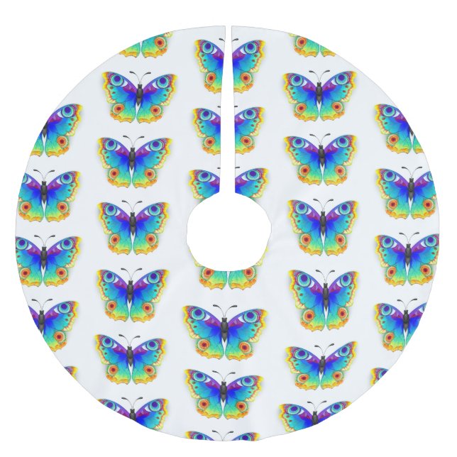 Rainbow Butterfly Peacock Eye Polyester Weihnachtsbaumdecke (Vorderseite)